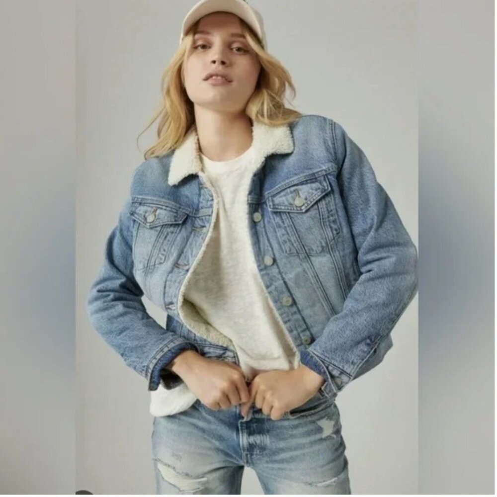 Hollister Faux Sherling Lined Denim Trucker Jacket